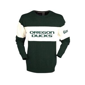 Oregon Ducks Sweater Size Small Forest Green Bar Down Crew Neck Pullover Bruzer